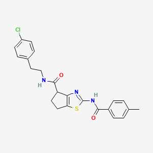 molecular formula C23H22ClN3O2S B2861849 N-(4-chlorophenethyl)-2-(4-methylbenzamido)-5,6-dihydro-4H-cyclopenta[d]thiazole-4-carboxamide CAS No. 941880-22-4