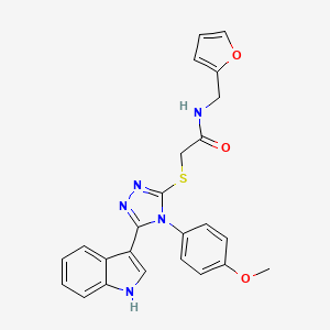molecular formula C24H21N5O3S B2861890 2-((5-(1H-indol-3-yl)-4-(4-methoxyphenyl)-4H-1,2,4-triazol-3-yl)thio)-N-(furan-2-ylmethyl)acetamide CAS No. 852167-24-9