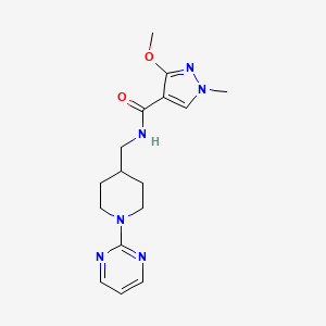 molecular formula C16H22N6O2 B2861897 3-methoxy-1-methyl-N-((1-(pyrimidin-2-yl)piperidin-4-yl)methyl)-1H-pyrazole-4-carboxamide CAS No. 1234998-08-3