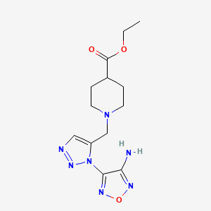 molecular formula C13H19N7O3 B2861900 Ethyl 1-((1-(4-amino-1,2,5-oxadiazol-3-yl)-1H-1,2,3-triazol-5-yl)methyl)piperidine-4-carboxylate CAS No. 890092-97-4