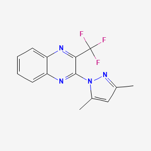 molecular formula C14H11F3N4 B2861906 2-(3,5-dimethyl-1H-pyrazol-1-yl)-3-(trifluoromethyl)quinoxaline CAS No. 321538-05-0