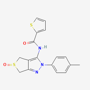 molecular formula C17H15N3O2S2 B2861909 N-[2-(4-methylphenyl)-5-oxo-2H,4H,6H-5lambda4-thieno[3,4-c]pyrazol-3-yl]thiophene-2-carboxamide CAS No. 1007194-24-2