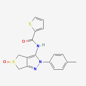 molecular formula C17H15N3O2S2 B2861909 N-[2-(4-methylphenyl)-5-oxo-4,6-dihydrothieno[3,4-c]pyrazol-3-yl]thiophene-2-carboxamide CAS No. 1007194-24-2