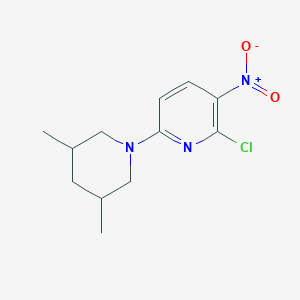 molecular formula C12H16ClN3O2 B2861912 2-Chloro-6-(3,5-dimethylpiperidin-1-yl)-3-nitropyridine CAS No. 1984137-37-2