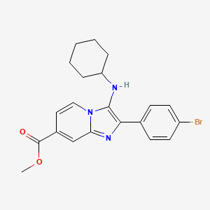 molecular formula C21H22BrN3O2 B2861922 Methyl 2-(4-bromophenyl)-3-(cyclohexylamino)imidazo[1,2-a]pyridine-7-carboxylate CAS No. 1311991-89-5