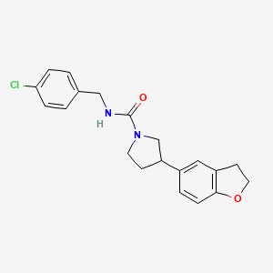 molecular formula C20H21ClN2O2 B2861933 N-[(4-chlorophenyl)methyl]-3-(2,3-dihydro-1-benzofuran-5-yl)pyrrolidine-1-carboxamide CAS No. 2097920-16-4
