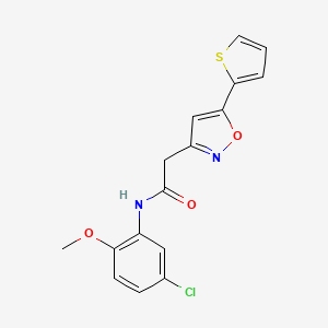 molecular formula C16H13ClN2O3S B2861967 N-(5-chloro-2-methoxyphenyl)-2-(5-(thiophen-2-yl)isoxazol-3-yl)acetamide CAS No. 946284-77-1