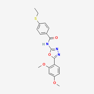 molecular formula C19H19N3O4S B2861969 N-[5-(2,4-dimethoxyphenyl)-1,3,4-oxadiazol-2-yl]-4-(ethylsulfanyl)benzamide CAS No. 886932-26-9