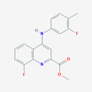 molecular formula C18H14F2N2O2 B2861984 Methyl 8-fluoro-4-[(3-fluoro-4-methylphenyl)amino]quinoline-2-carboxylate CAS No. 1206989-03-8