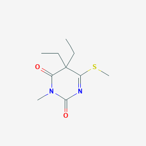 molecular formula C10H16N2O2S B028620 2,4(3H,5H)-Pyrimidinedione, 5,5-diethyl-3-methyl-6-(methylthio)- CAS No. 105891-91-6