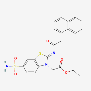 molecular formula C23H21N3O5S2 B2862010 ethyl 2-[(2Z)-2-{[2-(naphthalen-1-yl)acetyl]imino}-6-sulfamoyl-2,3-dihydro-1,3-benzothiazol-3-yl]acetate CAS No. 865248-24-4