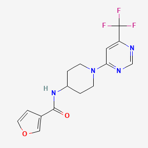 molecular formula C15H15F3N4O2 B2862025 N-(1-(6-(trifluoromethyl)pyrimidin-4-yl)piperidin-4-yl)furan-3-carboxamide CAS No. 2034597-79-8