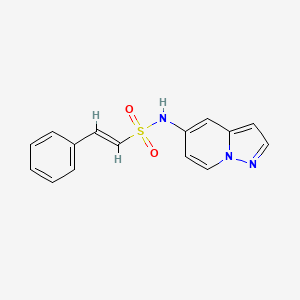 molecular formula C15H13N3O2S B2862090 (E)-2-phenyl-N-(pyrazolo[1,5-a]pyridin-5-yl)ethenesulfonamide CAS No. 2035018-36-9