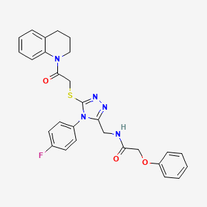 molecular formula C28H26FN5O3S B2862133 N-{[4-(4-fluorophenyl)-5-{[2-oxo-2-(1,2,3,4-tetrahydroquinolin-1-yl)ethyl]sulfanyl}-4H-1,2,4-triazol-3-yl]methyl}-2-phenoxyacetamide CAS No. 394214-86-9