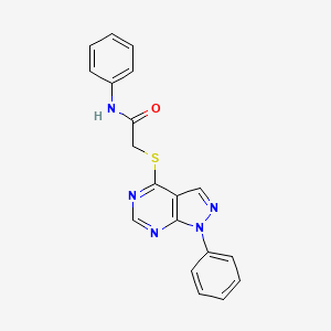 molecular formula C19H15N5OS B2862142 N-Phenyl-2-(1-phenyl-1H-pyrazolo[3,4-d]pyrimidin-4-ylsulfanyl)-acetamide CAS No. 335223-32-0