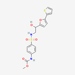 molecular formula C18H18N2O6S2 B2862145 methyl N-[4-({2-hydroxy-2-[5-(thiophen-2-yl)furan-2-yl]ethyl}sulfamoyl)phenyl]carbamate CAS No. 2320928-69-4