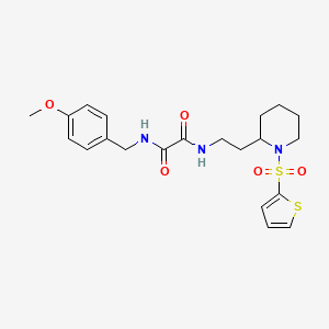 molecular formula C21H27N3O5S2 B2862146 N1-(4-methoxybenzyl)-N2-(2-(1-(thiophen-2-ylsulfonyl)piperidin-2-yl)ethyl)oxalamide CAS No. 898368-80-4