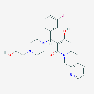 3-((3-fluorophenyl)(4-(2-hydroxyethyl)piperazin-1-yl)methyl)-4-hydroxy-6-methyl-1-(pyridin-2-ylmethyl)pyridin-2(1H)-one