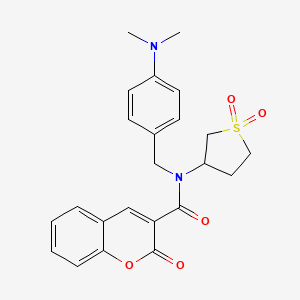 molecular formula C23H24N2O5S B2862207 N-(4-(dimethylamino)benzyl)-N-(1,1-dioxidotetrahydrothiophen-3-yl)-2-oxo-2H-chromene-3-carboxamide CAS No. 620571-94-0