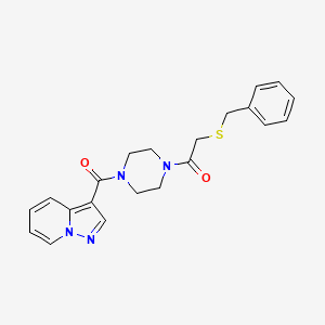 2-(Benzylthio)-1-(4-(pyrazolo[1,5-a]pyridine-3-carbonyl)piperazin-1-yl)ethanone