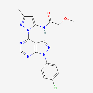 molecular formula C18H16ClN7O2 B2862231 N-(1-(1-(4-chlorophenyl)-1H-pyrazolo[3,4-d]pyrimidin-4-yl)-3-methyl-1H-pyrazol-5-yl)-2-methoxyacetamide CAS No. 1007008-13-0