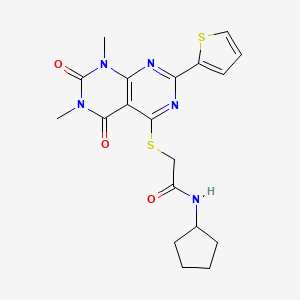 N-cyclopentyl-2-((6,8-dimethyl-5,7-dioxo-2-(thiophen-2-yl)-5,6,7,8-tetrahydropyrimido[4,5-d]pyrimidin-4-yl)thio)acetamide