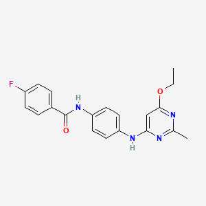 molecular formula C20H19FN4O2 B2862233 N-(4-((6-ethoxy-2-methylpyrimidin-4-yl)amino)phenyl)-4-fluorobenzamide CAS No. 1021059-71-1