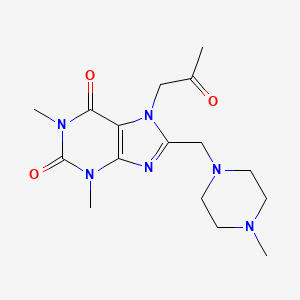 molecular formula C16H24N6O3 B2862263 1,3-dimethyl-8-((4-methylpiperazin-1-yl)methyl)-7-(2-oxopropyl)-1H-purine-2,6(3H,7H)-dione CAS No. 579441-69-3