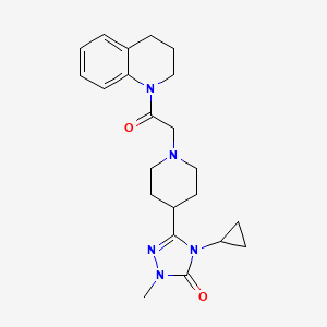molecular formula C22H29N5O2 B2862269 4-cyclopropyl-1-methyl-3-{1-[2-oxo-2-(1,2,3,4-tetrahydroquinolin-1-yl)ethyl]piperidin-4-yl}-4,5-dihydro-1H-1,2,4-triazol-5-one CAS No. 1797586-52-7