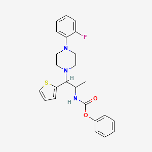 molecular formula C24H26FN3O2S B2862277 Phenyl (1-(4-(2-fluorophenyl)piperazin-1-yl)-1-(thiophen-2-yl)propan-2-yl)carbamate CAS No. 863017-38-3
