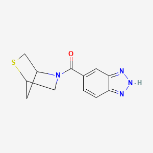 molecular formula C12H12N4OS B2862278 5-{2-thia-5-azabicyclo[2.2.1]heptane-5-carbonyl}-1H-1,2,3-benzotriazole CAS No. 2034309-44-7