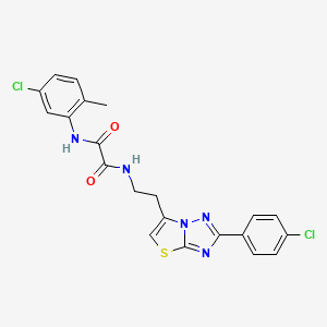 molecular formula C21H17Cl2N5O2S B2862292 N1-(5-chloro-2-methylphenyl)-N2-(2-(2-(4-chlorophenyl)thiazolo[3,2-b][1,2,4]triazol-6-yl)ethyl)oxalamide CAS No. 894038-75-6