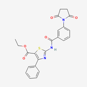 molecular formula C23H19N3O5S B2862294 Ethyl 2-(3-(2,5-dioxopyrrolidin-1-yl)benzamido)-4-phenylthiazole-5-carboxylate CAS No. 391867-71-3
