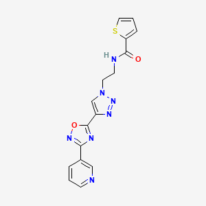 molecular formula C16H13N7O2S B2862296 N-(2-(4-(3-(pyridin-3-yl)-1,2,4-oxadiazol-5-yl)-1H-1,2,3-triazol-1-yl)ethyl)thiophene-2-carboxamide CAS No. 2034393-69-4