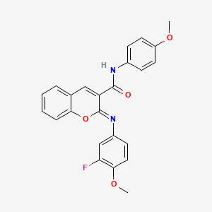 molecular formula C24H19FN2O4 B2862322 (2Z)-2-[(3-fluoro-4-methoxyphenyl)imino]-N-(4-methoxyphenyl)-2H-chromene-3-carboxamide CAS No. 1327182-95-5