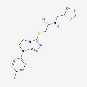 N-((tetrahydrofuran-2-yl)methyl)-2-((7-(p-tolyl)-6,7-dihydro-5H-imidazo[2,1-c][1,2,4]triazol-3-yl)thio)acetamide