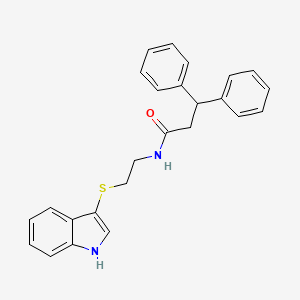molecular formula C25H24N2OS B2862359 N-[2-(1H-indol-3-ylsulfanyl)ethyl]-3,3-diphenylpropanamide CAS No. 919711-76-5