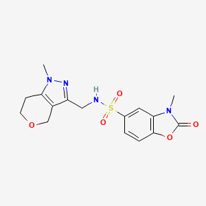 3-methyl-N-((1-methyl-1,4,6,7-tetrahydropyrano[4,3-c]pyrazol-3-yl)methyl)-2-oxo-2,3-dihydrobenzo[d]oxazole-5-sulfonamide