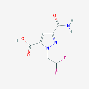 molecular formula C7H7F2N3O3 B2862393 3-carbamoyl-1-(2,2-difluoroethyl)-1H-pyrazole-5-carboxylic acid CAS No. 1946817-85-1