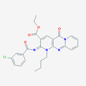 molecular formula C25H23ClN4O4 B2862404 ethyl 7-butyl-6-(3-chlorobenzoyl)imino-2-oxo-1,7,9-triazatricyclo[8.4.0.03,8]tetradeca-3(8),4,9,11,13-pentaene-5-carboxylate CAS No. 442893-96-1