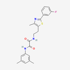 molecular formula C22H22FN3O2S B2862426 N'-(3,5-dimethylphenyl)-N-{2-[2-(3-fluorophenyl)-4-methyl-1,3-thiazol-5-yl]ethyl}ethanediamide CAS No. 895803-77-7