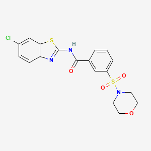 molecular formula C18H16ClN3O4S2 B2862446 N-(6-CHLORO-1,3-BENZOTHIAZOL-2-YL)-3-(MORPHOLINE-4-SULFONYL)BENZAMIDE CAS No. 953852-54-5