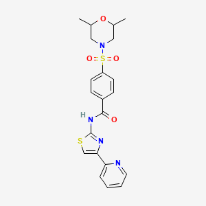 molecular formula C21H22N4O4S2 B2862447 4-((2,6-dimethylmorpholino)sulfonyl)-N-(4-(pyridin-2-yl)thiazol-2-yl)benzamide CAS No. 361167-89-7