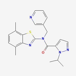 molecular formula C22H23N5OS B2862477 N-(4,7-dimethyl-1,3-benzothiazol-2-yl)-1-(propan-2-yl)-N-[(pyridin-3-yl)methyl]-1H-pyrazole-5-carboxamide CAS No. 1203306-90-4