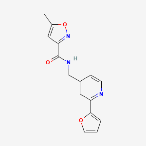 molecular formula C15H13N3O3 B2862495 N-((2-(furan-2-yl)pyridin-4-yl)methyl)-5-methylisoxazole-3-carboxamide CAS No. 2034438-33-8