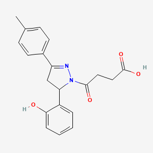 molecular formula C20H20N2O4 B2862497 4-(5-(2-hydroxyphenyl)-3-(p-tolyl)-4,5-dihydro-1H-pyrazol-1-yl)-4-oxobutanoic acid CAS No. 871808-18-3
