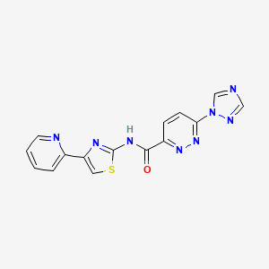 molecular formula C15H10N8OS B2862511 N-(4-(pyridin-2-yl)thiazol-2-yl)-6-(1H-1,2,4-triazol-1-yl)pyridazine-3-carboxamide CAS No. 1448046-20-5