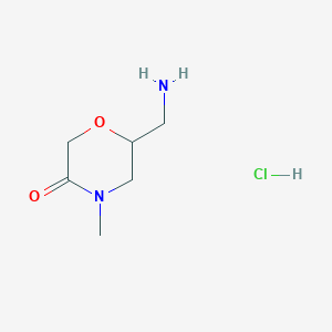 molecular formula C6H13ClN2O2 B2862583 6-(Aminomethyl)-4-methyl-3-morpholinone hydrochloride CAS No. 1609407-87-5