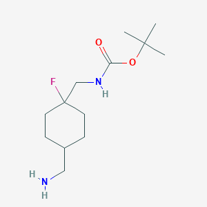 molecular formula C13H25FN2O2 B2862603 tert-butylN-{[(1r,4r)-4-(aminomethyl)-1-fluorocyclohexyl]methyl}carbamate,trans CAS No. 2377035-19-1