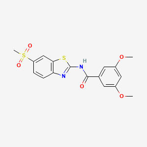 molecular formula C17H16N2O5S2 B2862641 N-(6-methanesulfonyl-1,3-benzothiazol-2-yl)-3,5-dimethoxybenzamide CAS No. 349618-30-0
